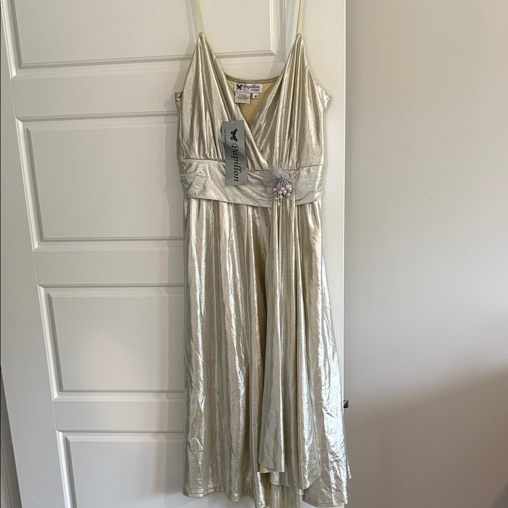 Papillon Blanc Gold Evening Dress
